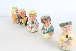 5 Royal Doultonville toby jugs