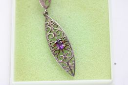 Silver & amber boxed neklace