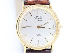 Gents Swiss Quartz Rotary Sea Captain 1 Gold plated watch with date.
