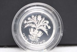 United Kingdom silver proof one pound coin with bo