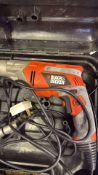 Black & Decker corded hammer drill in moulded plastic carry case, with auxiliary side handle and