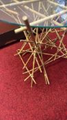 Mid-20th century bamboo occasional table, the circular glass top above an openwork base formed of