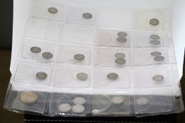 Collection of three pence pieces & others