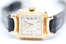 Ladies Vintage 18ct Gold Mechanical Wind Swiss Made Watch marked with Eagle Head Poincon.