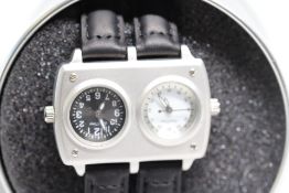 Dual Time Twin Dial Quartz Watch in Box.