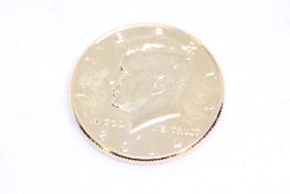 $ 1/2 Gold plated John F Kennedy 2014 coin in pouch with certificate