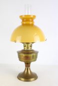 Brass and Cased Amber Glass Table Lamp