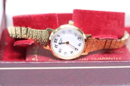 Ladies Gold Plated Rotary Quartz Watch in Box with Booklet.