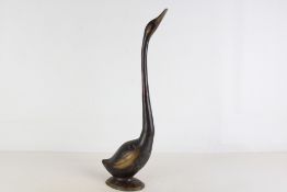 Mid-Century Modern Cast Brass Figurine of a Long-Necked Bird