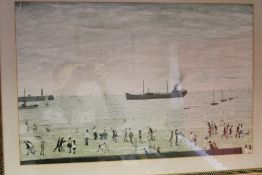 L.S. Lowry Waiting for the Tide Framed Color Print