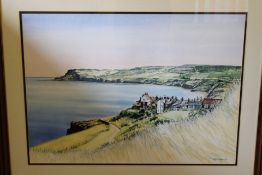 Peter Davey Watercolor on Paper Coastal Village Dated 88