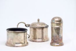 3x Piece silver cruet set