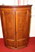 George III Style Mahogany Bow-Front Hanging Corner Cupboard