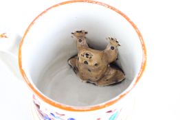 19th Century Staffordshire Earthenware Tavern Scene Frog Mug