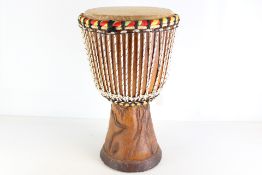 Hand Carved Wood and Goatskin Djembe Drum