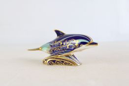 Royal crown derby bottlenose dolphin silver stopper