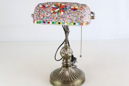 Bankers desk lamp with mosaic shade