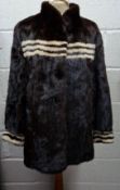 A 1980's British MLG chestnut brown mink jacket having 3 horizontal arctic mink stripes to the chest