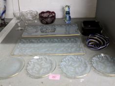 A group of Venetian, Bohemian, and other glassware to include, a Murano model of a seated cat, a