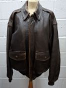An American Avirex Type A-2 reproduction US Army Air Forces gents brown leather jacket with a