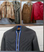 A late 20th Century brown rabbit fur and leather ladies jacket approx 36" chest together with a