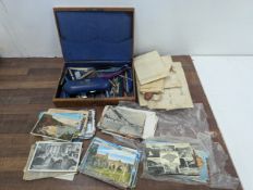 Writing related items, Pentel, Paper Mate, Wearever, Messenger pens and pencils contained in a