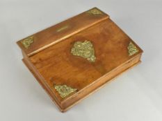 An Ormolu Mounted Oak Desktop Writing Slope, Spandrels with Anchor Motif, Rear Pen Box with Hinged