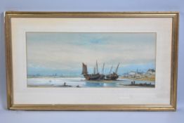 A Framed 19th Century Watercolour Depicting Fishing Boats on Beach, Signed M Mortimer, 52x23cms