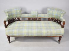 A Late Victorian/Edwardian Conversation Settee, In Need of Reupholstery, 152cm Wide