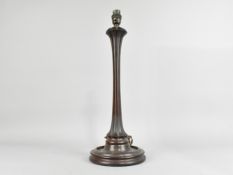 An Elegant Mahogany Table Lamp of Extended Reeded Form, 47cms High Overall