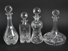 A Grouping of Cut Glass Decanters to Include Edinburgh Crystal Thistle Shape, Thomas Webb etc