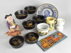 A Grouping of Various Vintage Ceramics to Comprise Mid Century Ceramic Plaque with Architectural