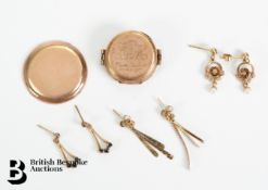 Three Pairs of 9ct Gold Earrings