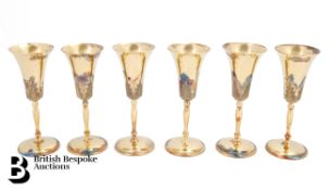 Six Silver Toasting Goblets