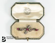 Victorian Diamond and Ruby Bar Brooch