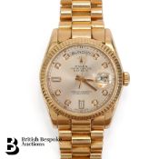 Gentleman's 18ct Gold Rolex Oyster Perpetual Day-Date Wristwatch