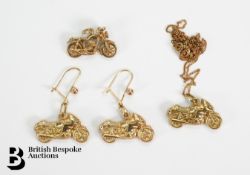 Motorbike Pendant and Earrings