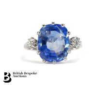 4.2ct Natural Ceylon Sapphire and Diamond Ring