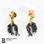 Carrera y Carrera Diamond 18k Drop Panther Earrings