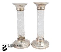 Pair of Silver and Glass Candlesticks