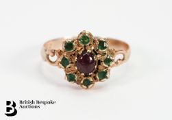 Antique 9ct Gold Emerald and Ruby Ring