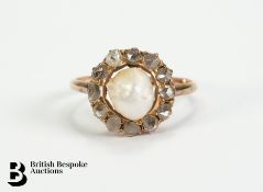 9ct Pearl and Diamond Ring