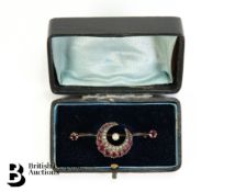 9ct Gold Ruby and Diamond Brooch