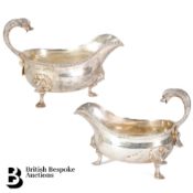 Georgian Silver Flying Dolphin Sauce Boats