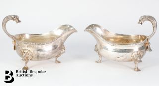 Georgian Silver Flying Dolphin Sauce Boats