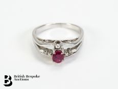 18ct White Gold and Ruby Ring