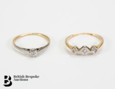 Two 18ct Gold Diamond Rings