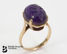 9ct Gold Carved Amethyst Ring