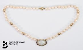 9ct Gold, Pearl and Opal Necklace