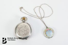 Sterling Silver and Enamel Locket and Pocket Watch